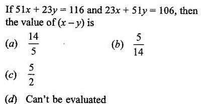 Solved If 51X 23Y 116 And 23X 51Y 106 Then The Value Of X Y Is A Solved If 51X 23Y 116 And 23X 51Y 106 Then The Value Of X Y Is A